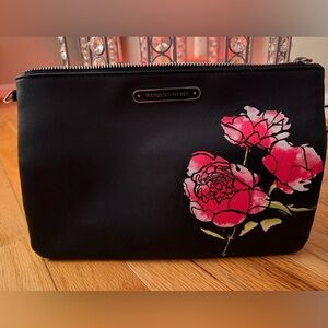 Victoria's Secret Rose Bloom Black Cosmetic Bag